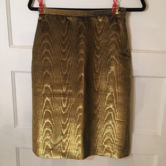 Vintage Michael Kors Gold Lamé Pencil Skirt - Picture 2 of 8